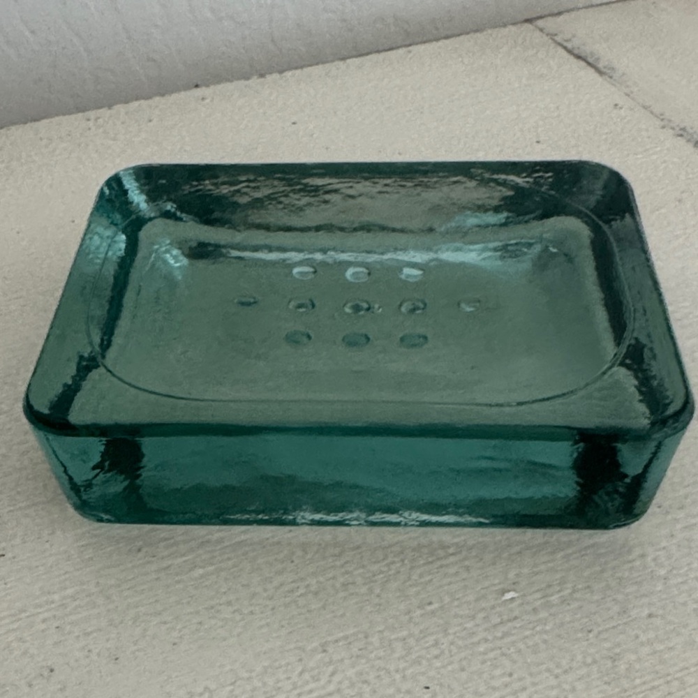 Vintage Green Glass Soap Dish